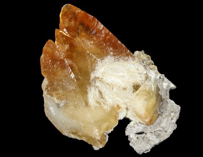 Golden, Twinned Calcite Crystals On Matrix - Elmwood Mine #66314